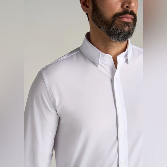 American Tall Traveler Stretch Dress Shirt White 2XL Semi Tall Career Classic - Picture 4 of 12